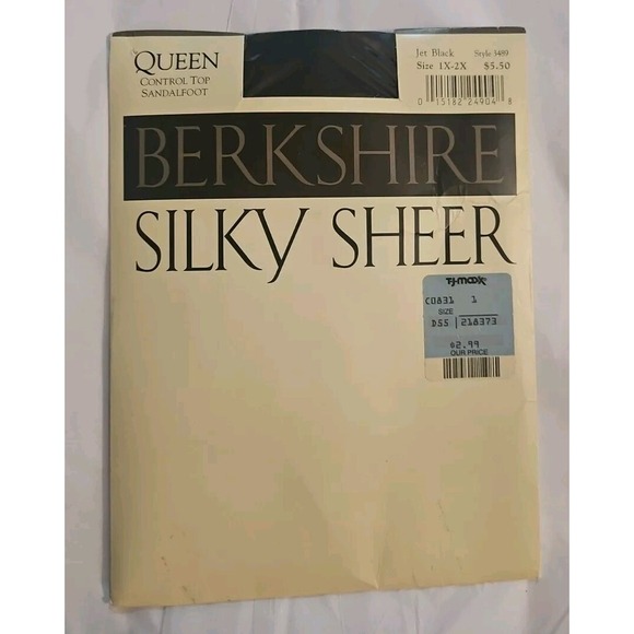 Berkshire Accessories - BERKSHIRE QUEEN SILKY SHEER CONTROL TOP PANTYHOSE W Sandalfoot 1X-2X Jet Black